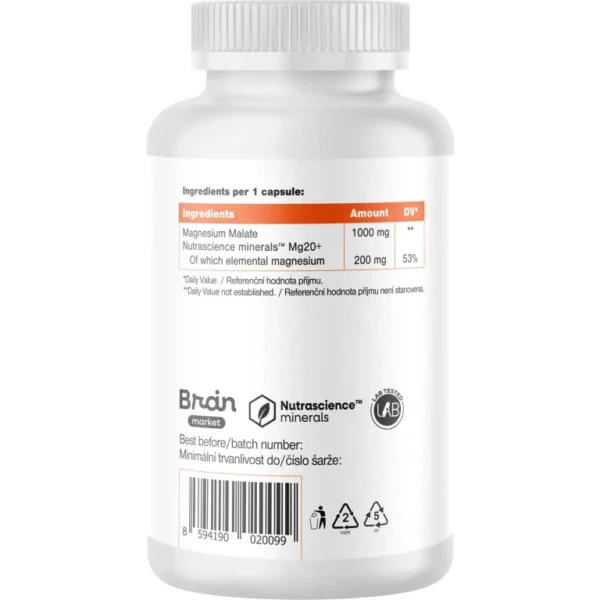 BrainMax Energy Magnesium, Hořčík Malát 1000 mg, 200 rostlinných kapslí - Obrázek 2