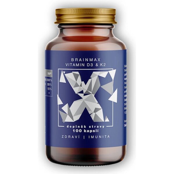 BrainMax Vitamin D3 & K2, D3 5000 IU / K2 jako MK7 all-trans K2VITAL®DELTA 150 mcg, 100 rostlinných kapslí - Obrázek 2