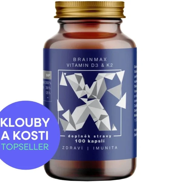 BrainMax Vitamin D3 & K2, D3 5000 IU / K2 jako MK7 all-trans K2VITAL®DELTA 150 mcg, 100 rostlinných kapslí